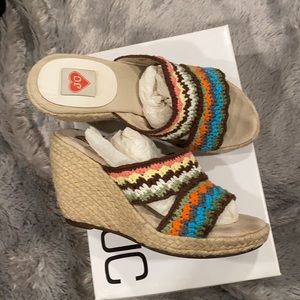 Crochet Espadrilles Wedge Sandals - size 6